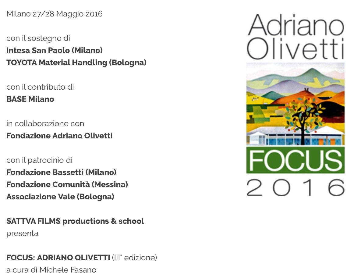 Adriano Olivetti: Focus 2016 🗓 🗺